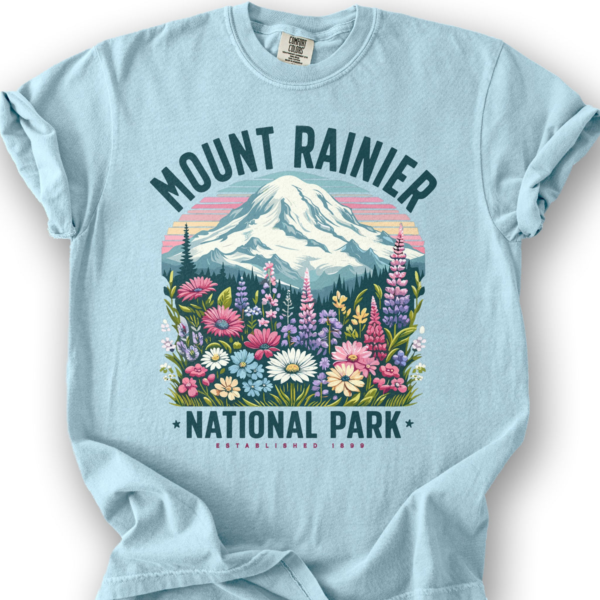 Mount Rainier National Park "Wildflowers" T-Shirt - Chambray