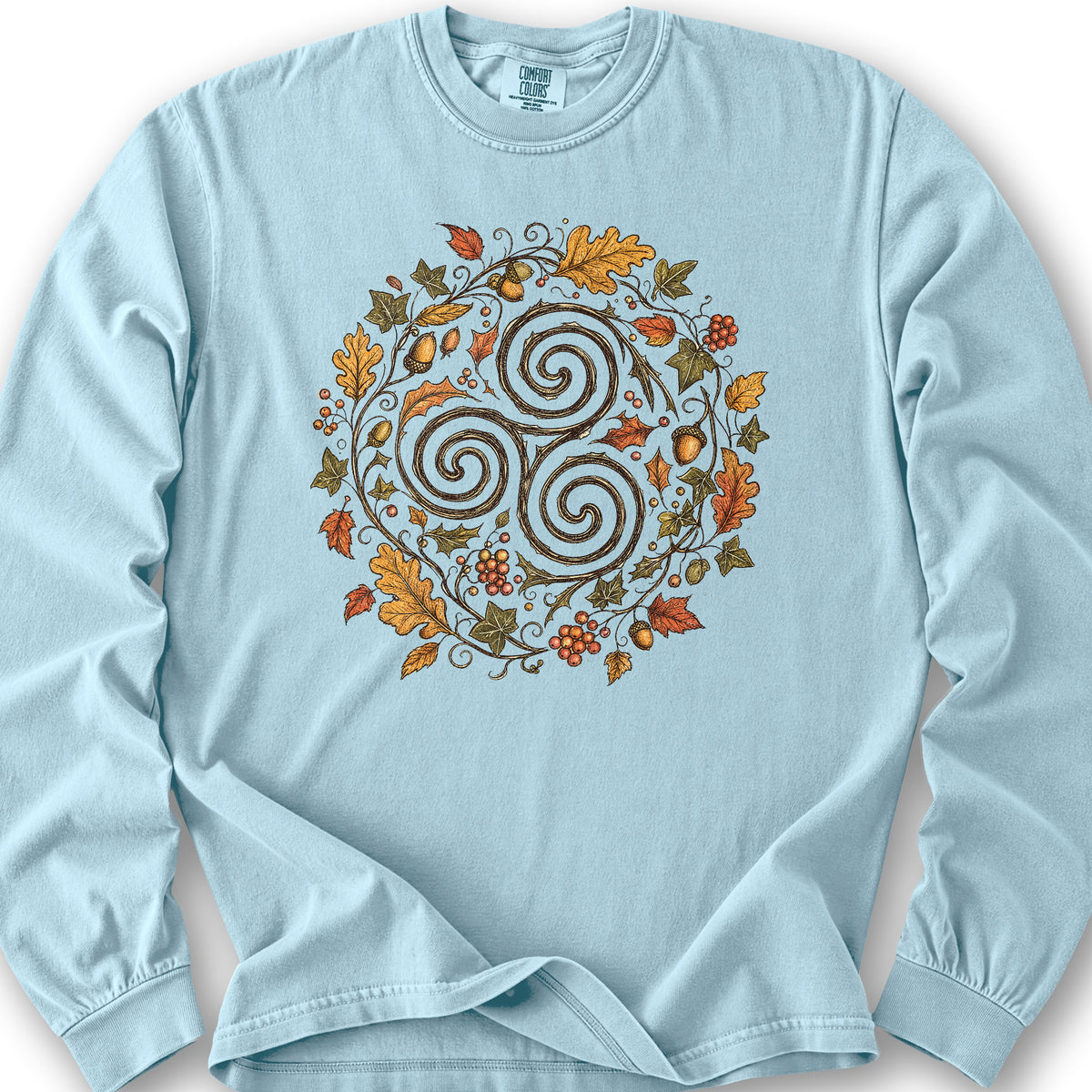 Celtic Autumn Spiral Long Sleeve Shirt - Chambray