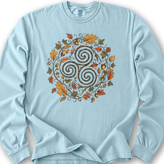 Celtic Autumn Spiral Long Sleeve Shirt - Chambray