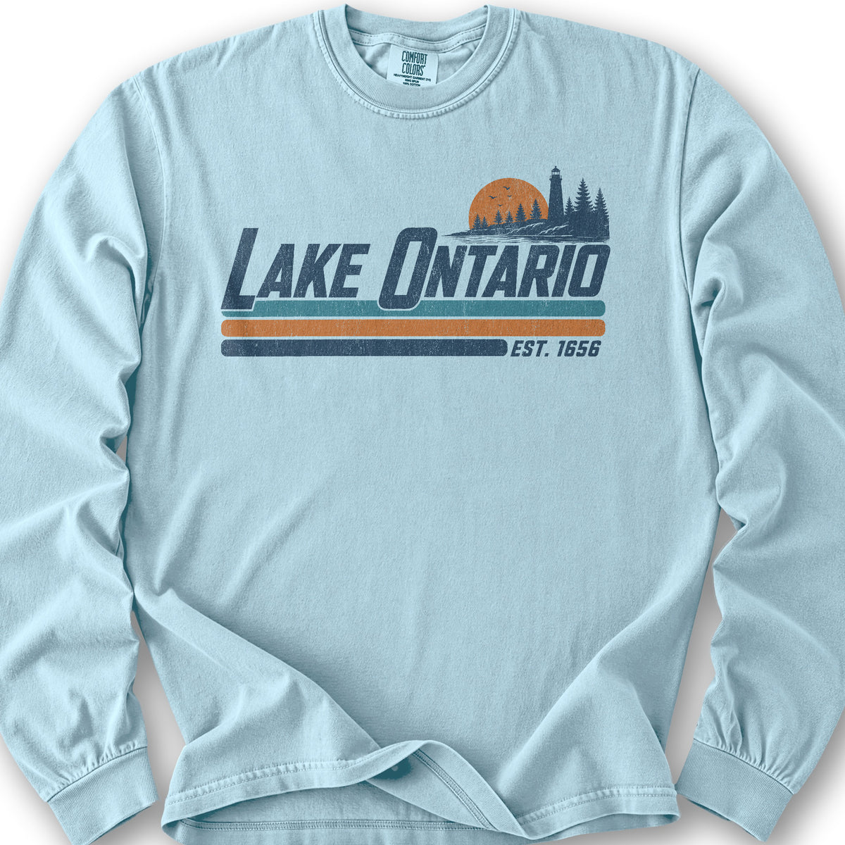 Bargain Bin Overstock! Lake Ontario Retro Stripe Long Sleeve Shirt - Chambray