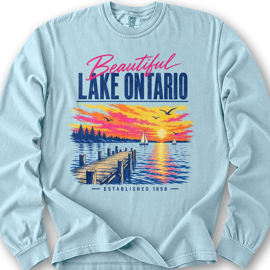 Lake Ontario Color Burst Long Sleeve Shirt - Chambray