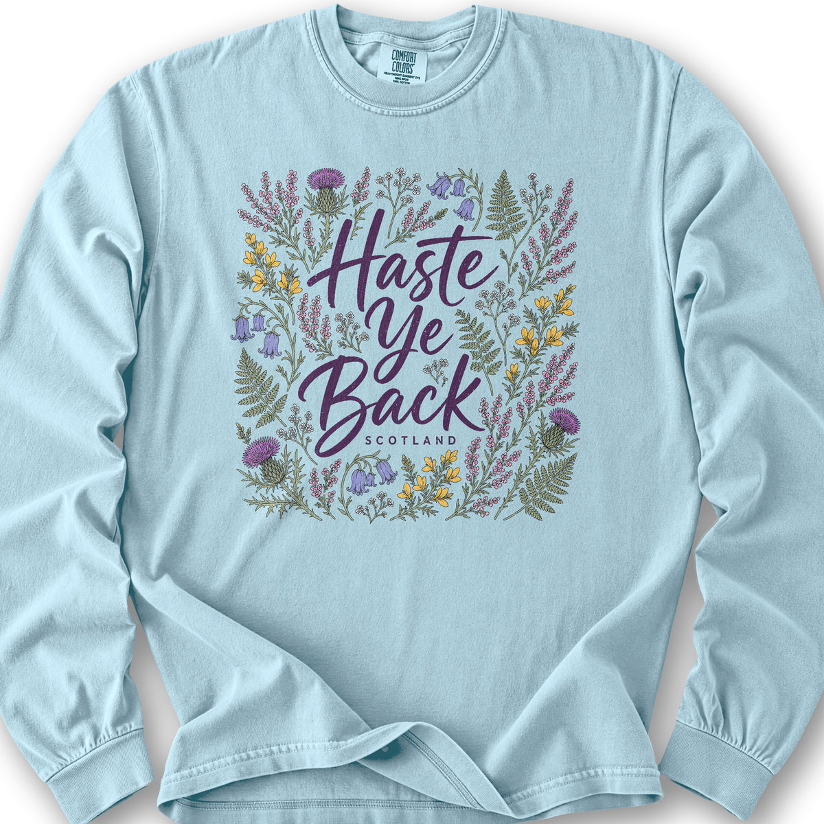 Haste Ye Back Scotland Long Sleeve Shirt - Chambray
