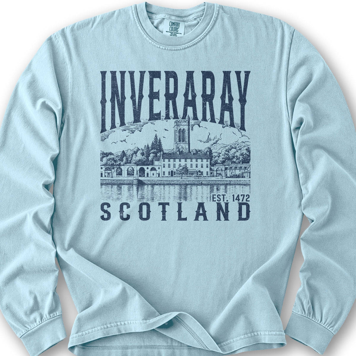 Inveraray Scotland Sketch Long Sleeve Shirt - Chambray