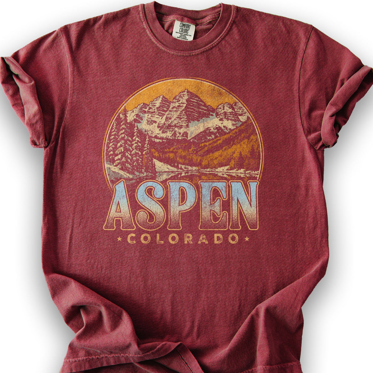 Aspen Colorado Groovy Screenprint T-Shirt - Chili