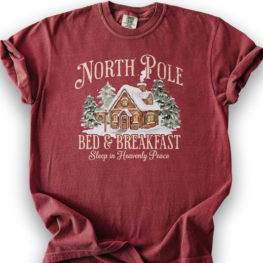 North Pole Bed and Breakfast "Heavenly Peace" T-Shirt - Chili