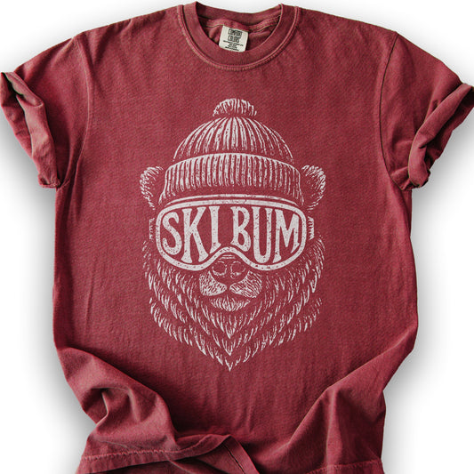 Ski Bum Bear T-shirt - Chili