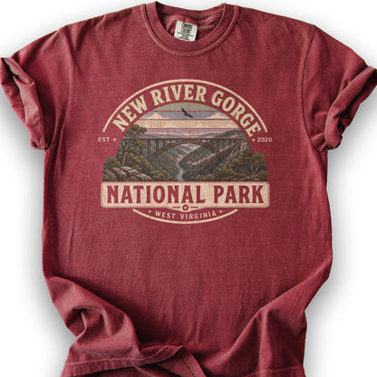 New River Gorge Medallion T-Shirt - Chili