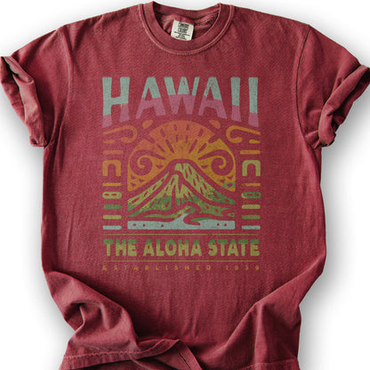 Hawaii The Aloha State "Volcano Tatoo" T-Shirt - Chili