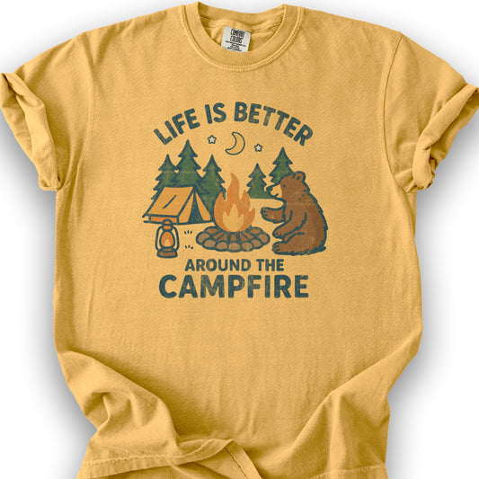 Around The Campfire "Happy Bear" T-Shirt - Citrus