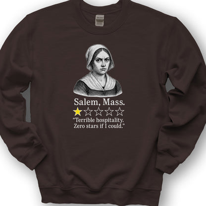 Salem Massachusetts "1 Star Review" Sweatshirt - Dark Chocolate