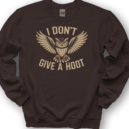 I Don't Give a Hoot "Vintage Owl" Sweatshirt - Dark Chocolate