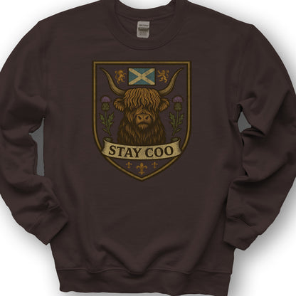 Highland Cow "Scottish Heraldry" Sweatshirt - Dark Chocolate