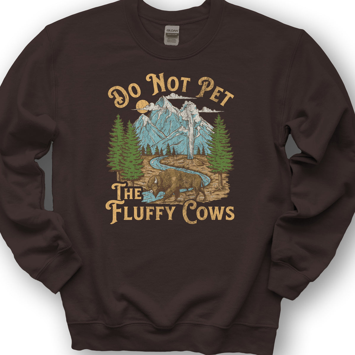 Fluffy Cows Yellowstone Sweatshirt - Dark Chocolate