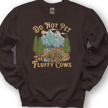 Fluffy Cows Yellowstone Sweatshirt - Dark Chocolate
