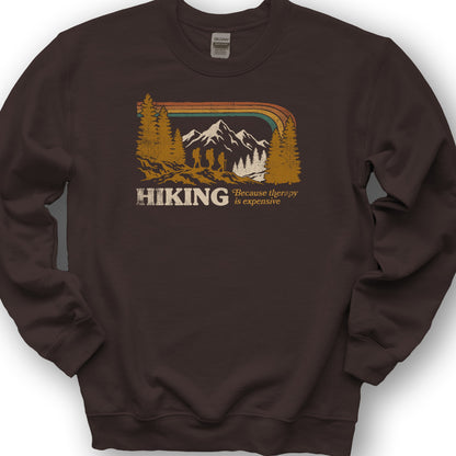 Hiking Retro Therapy Sweatshirt - Dark Chocolate