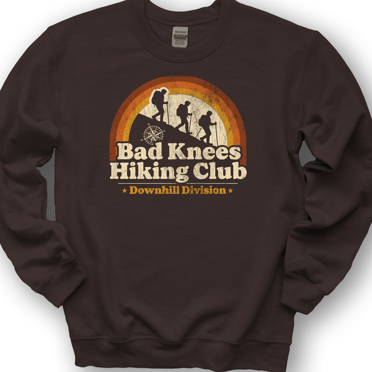 Bad Knees Hiking Club Sweatshirt - Dark Chocolate