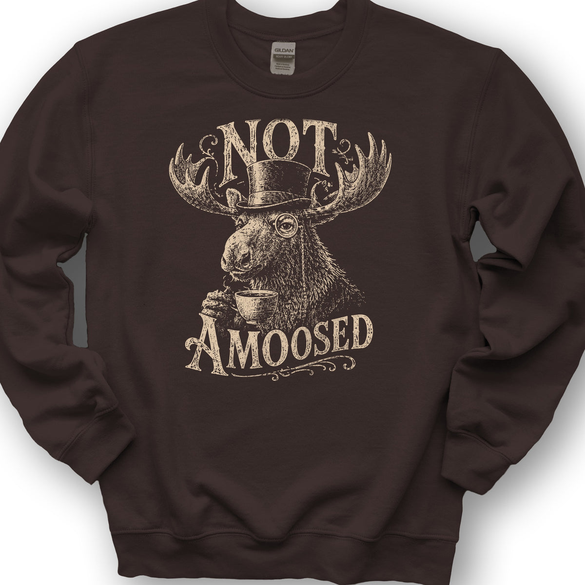 2026043097 Not AMoosed V01 - Gildan 18000 Sweatshirt - Dark Chocolate