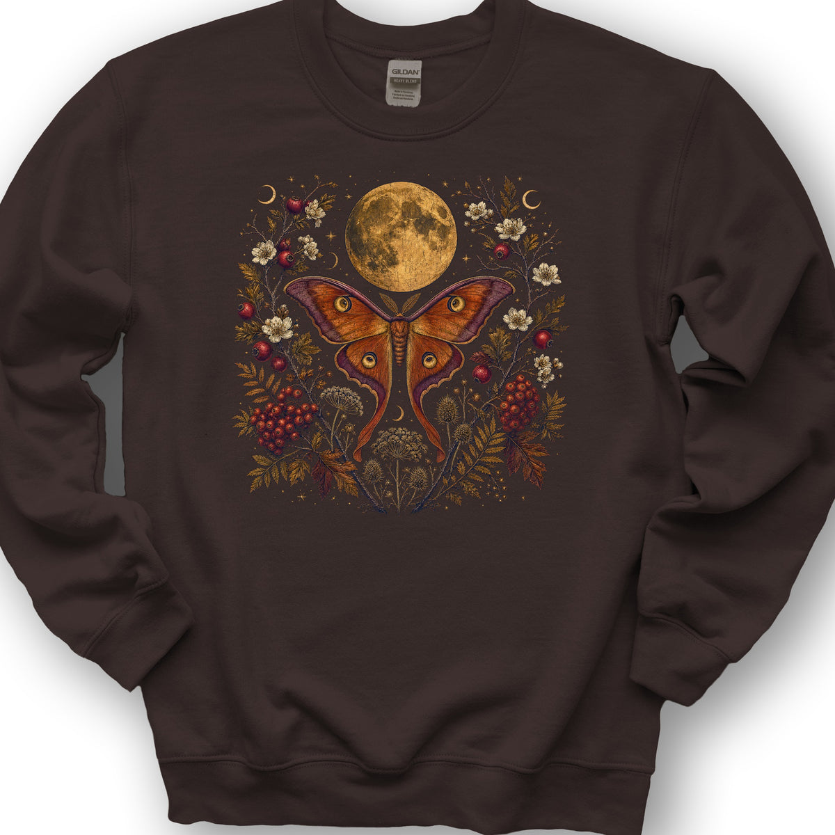 Harvest Moon Moth Sweatshirt - Dark Chocolate