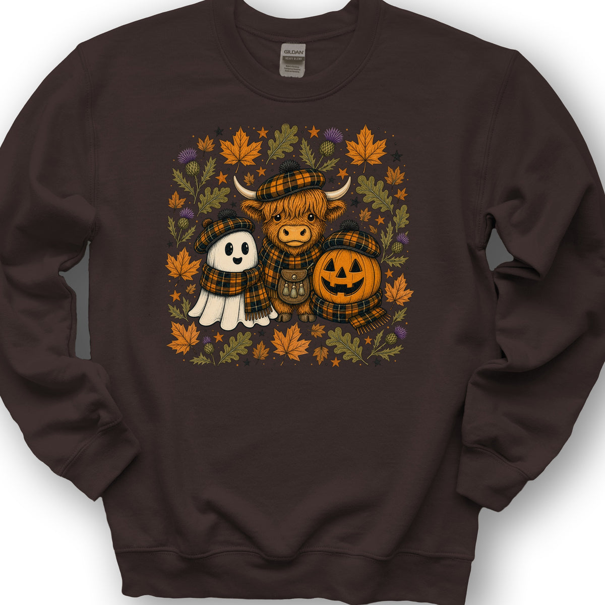 Autumn Plaid Trio Sweatshirt - Dark Chocolate