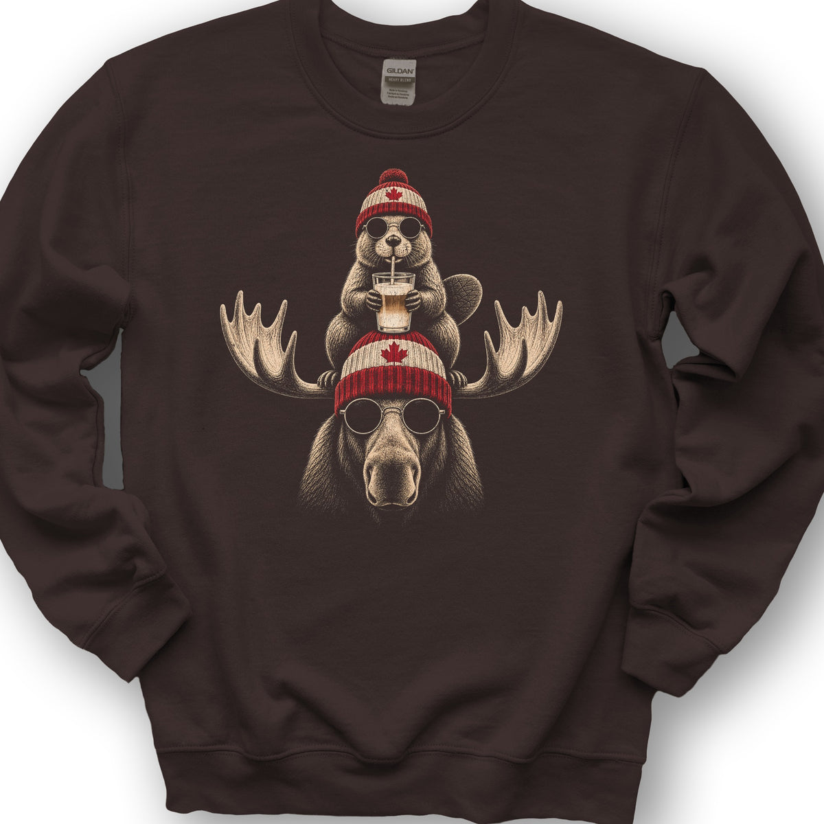 Beaver Moose Canada Sweatshirt - Dark Chocolate