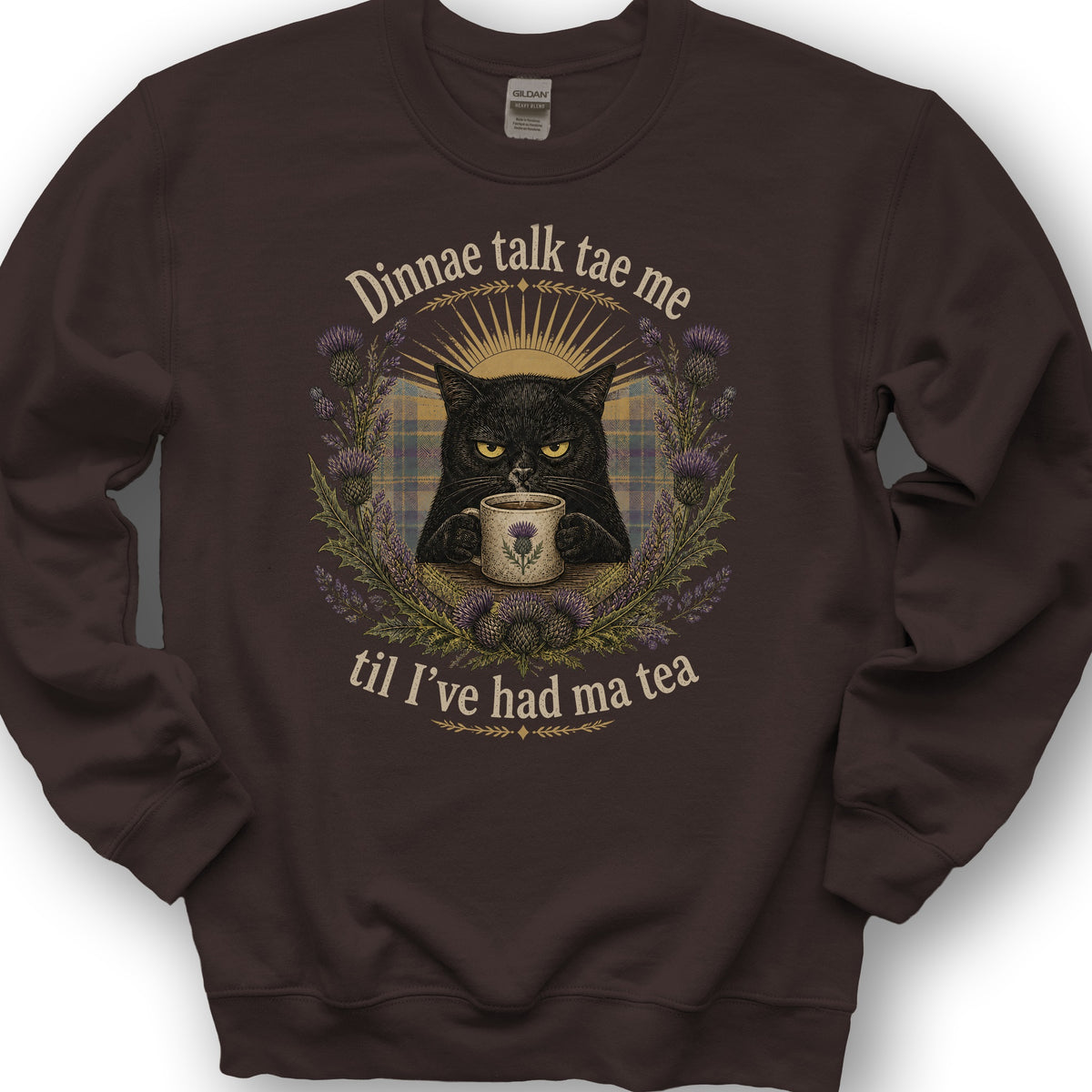 Dinnae Talk Cat Sweatshirt - Dark Chocolate