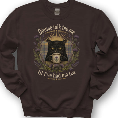 Dinnae Talk Cat Sweatshirt - Dark Chocolate