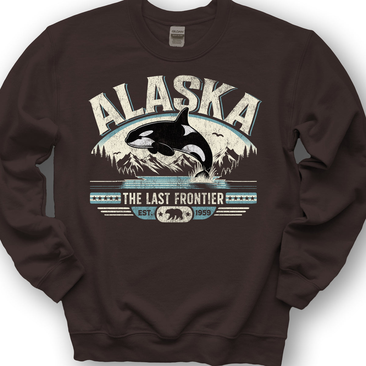 Alaska The Last Frontier "Orca" Sweatshirt - Dark Chocolate