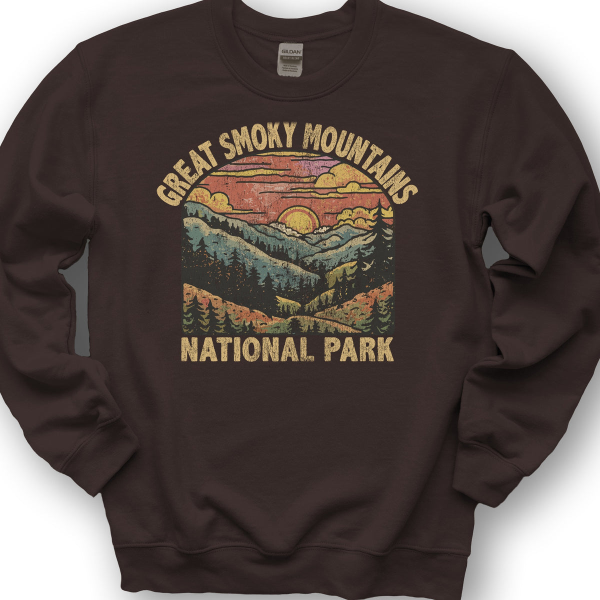 Great Smoky Mountains National Park Sunset Sweatshirt - Dark Chocolate