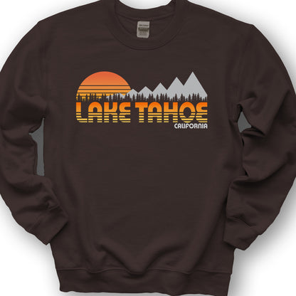Lake Tahoe Retro 80's Sweatshirt - Dark Chocolate