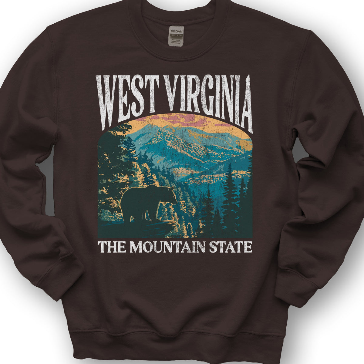 West Virginia Mountain State "Big and Bold" Sweatshirt - Dark Chocolate