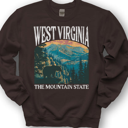 West Virginia Mountain State "Big and Bold" Sweatshirt - Dark Chocolate