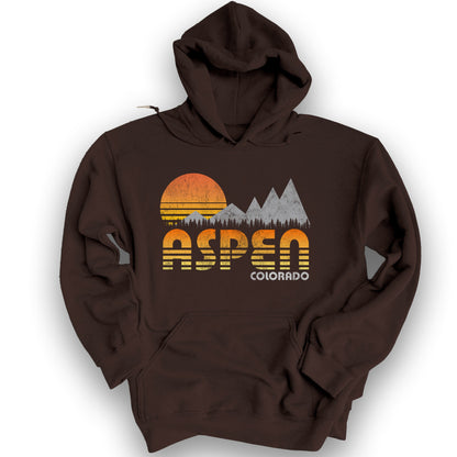 Aspen "80's Retro" Hoodie - Dark Chocolate