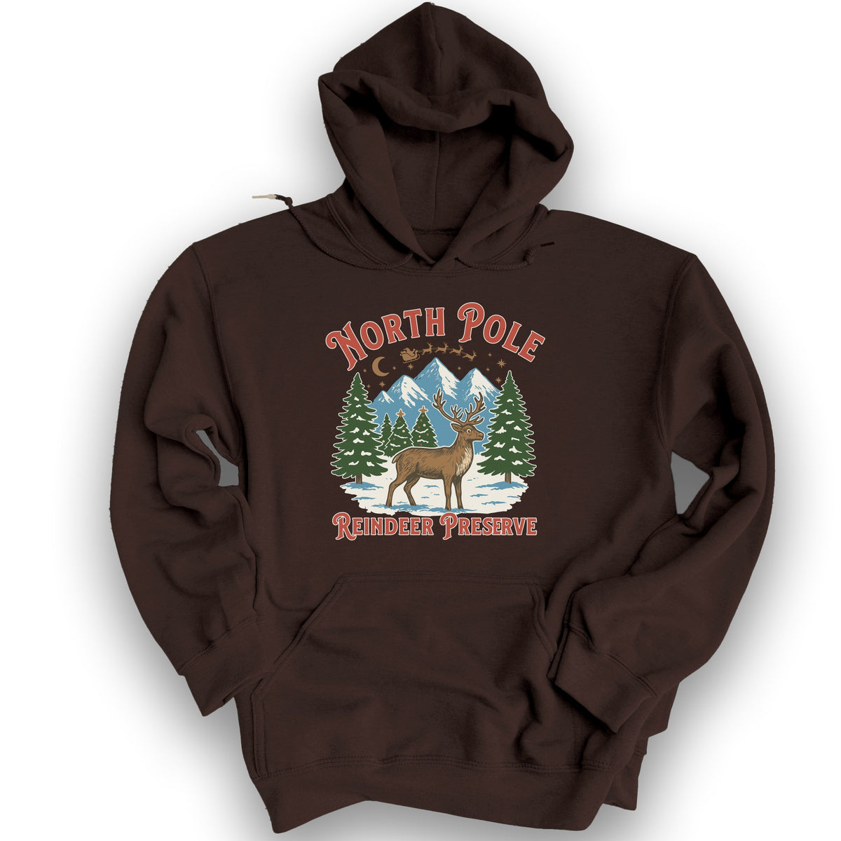 North Pole Reindeer Preserve Hoodie - Dark Chocolate