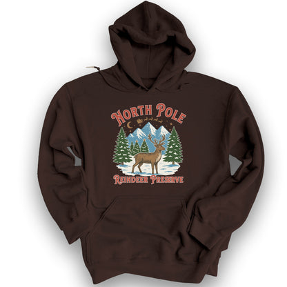North Pole Reindeer Preserve Hoodie - Dark Chocolate
