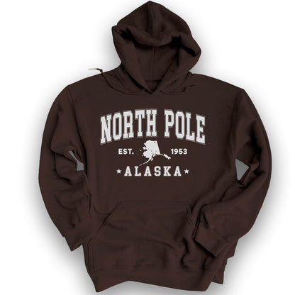 North Pole Alaska Varsity Hoodie - Dark Chocolate