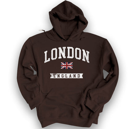London Varsity Flag Hoodie - Dark Chocolate