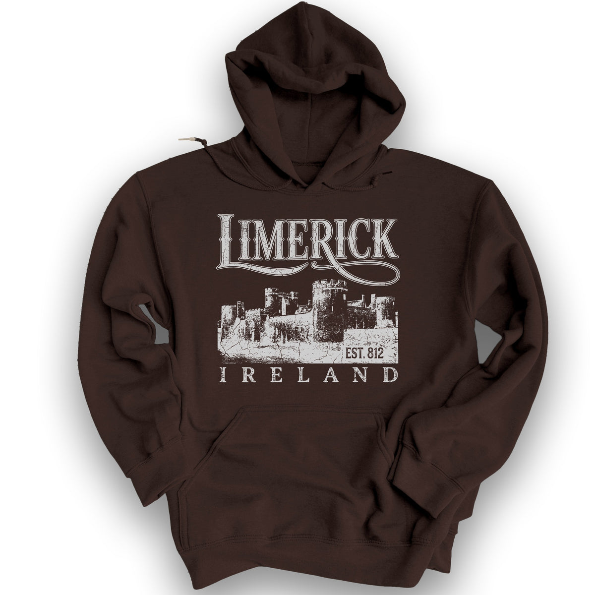 Limerick Ireland Vintage Print Hoodie - Dark Chocolate