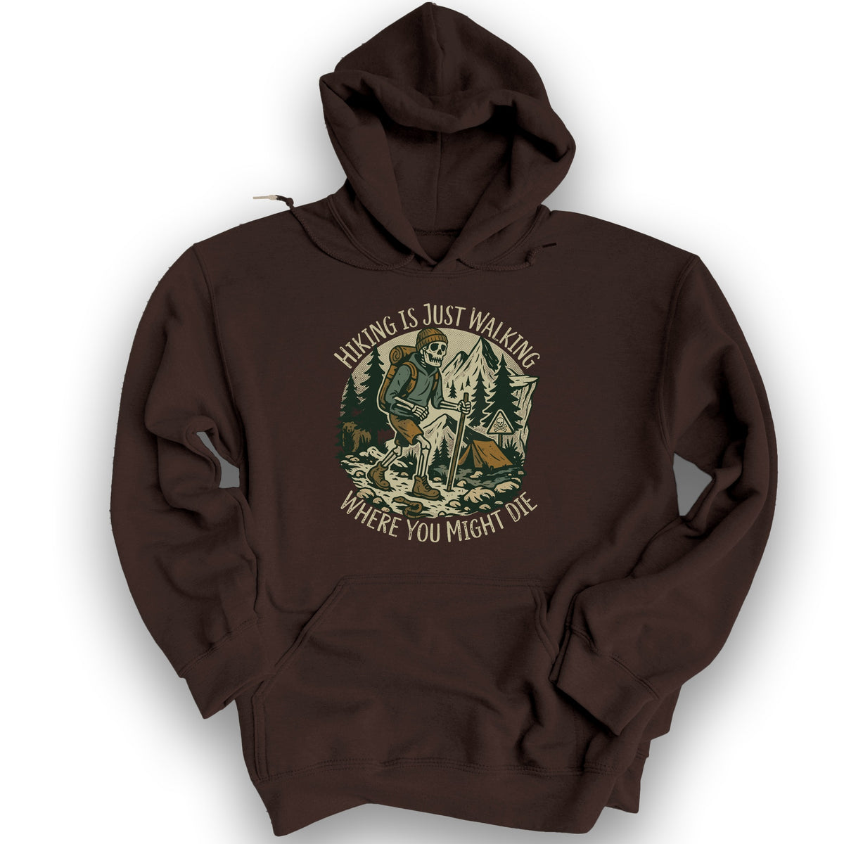 Hiking Is Just Walking Hoodie - Dark Chocolate