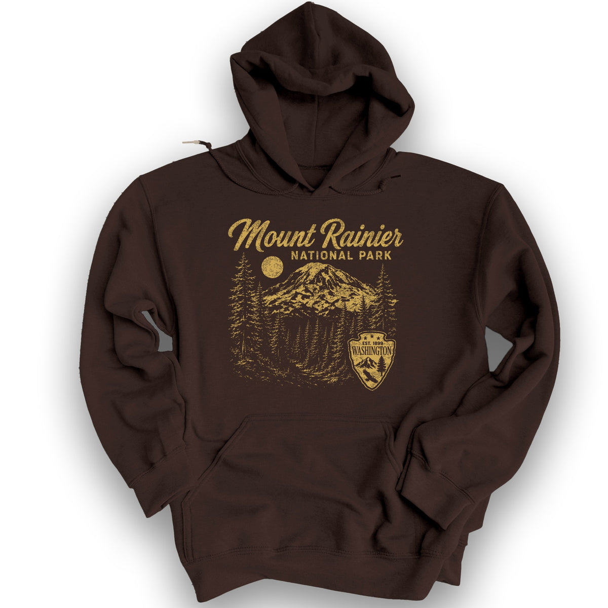 Mount Rainier Vintage Sketch Hoodie - Dark Chocolate