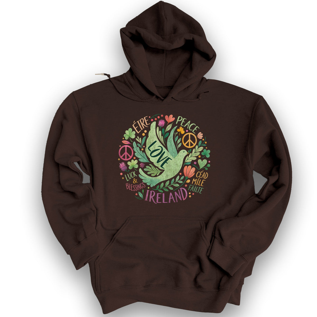 Ireland Peace Dove Hoodie - Dark Chocolate