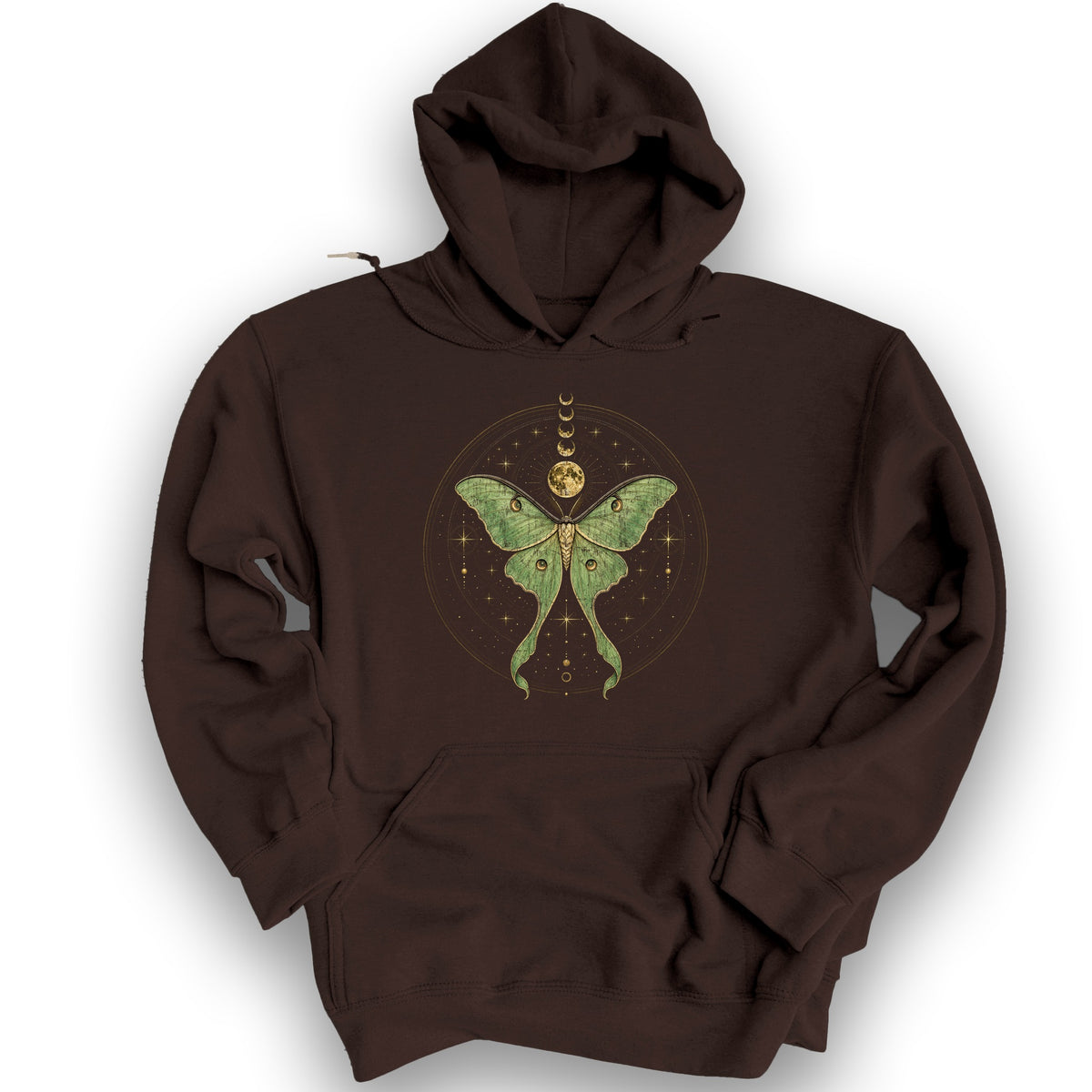Mystic Lunar Moth Hoodie - Dark Chocolate