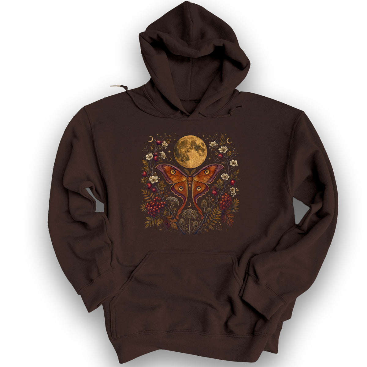Harvest Moon Moth Hoodie - Dark Chocolate