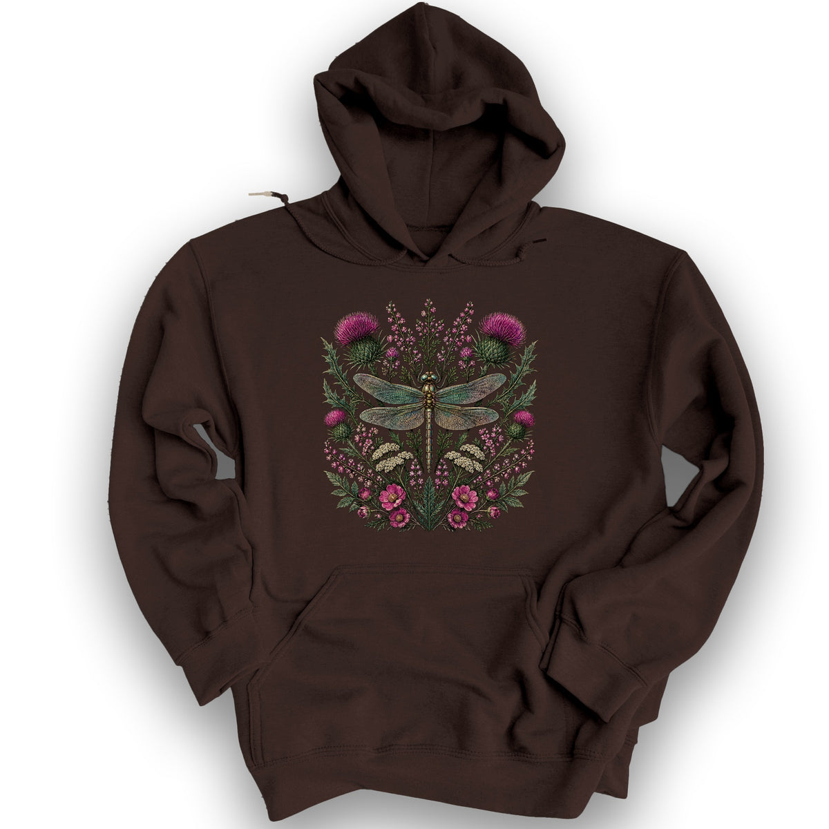 Wild Dragonfly Thistle Hoodie - Dark Chocolate