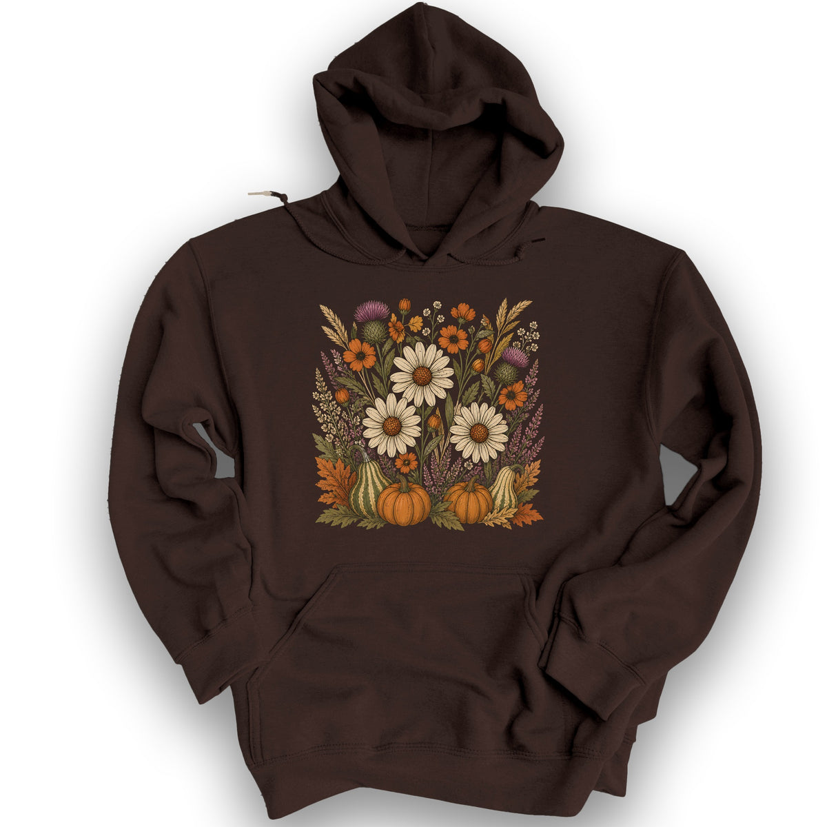 Pumpkin Florals Hoodie - Dark Chocolate