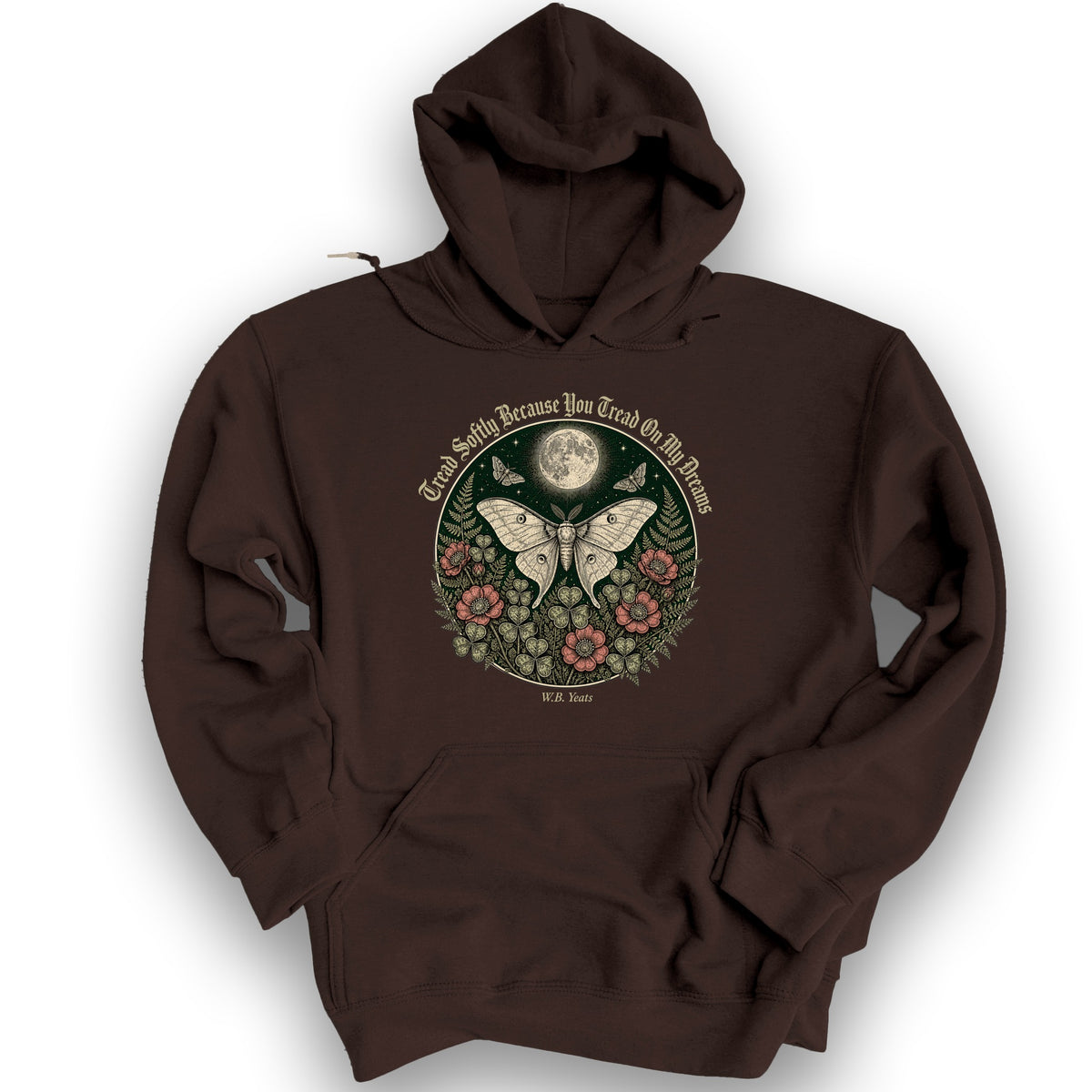 Yeats Moon Moth Hoodie - Dark Chocolate