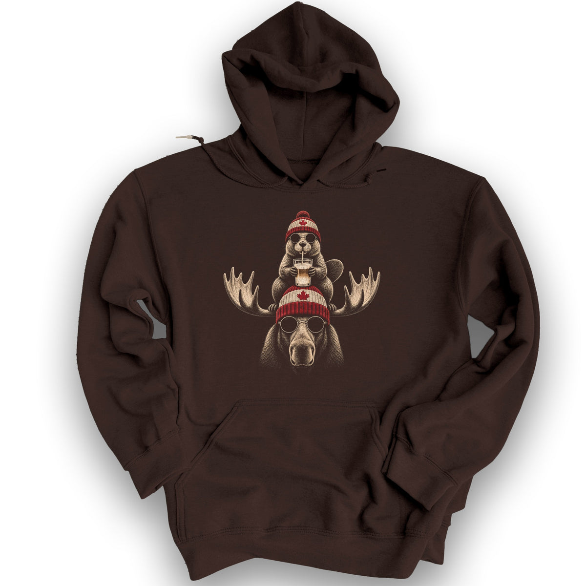 Beaver Moose Canada Hoodie - Dark Chocolate