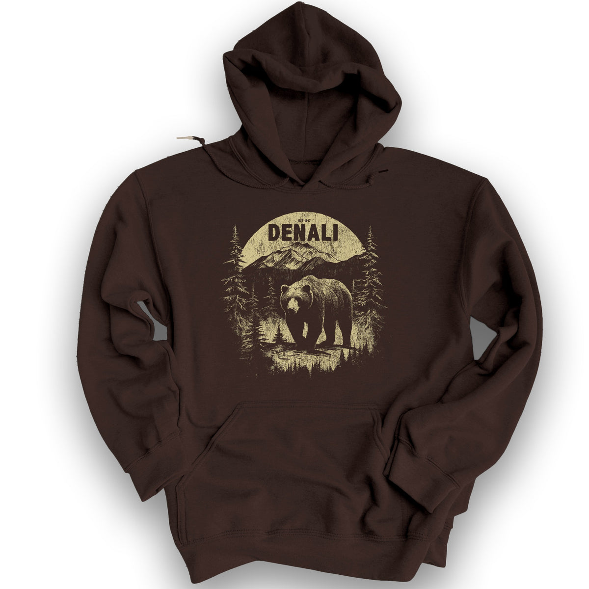 Denali National Park Grizzly Bear Hoodie - Dark Chocolate
