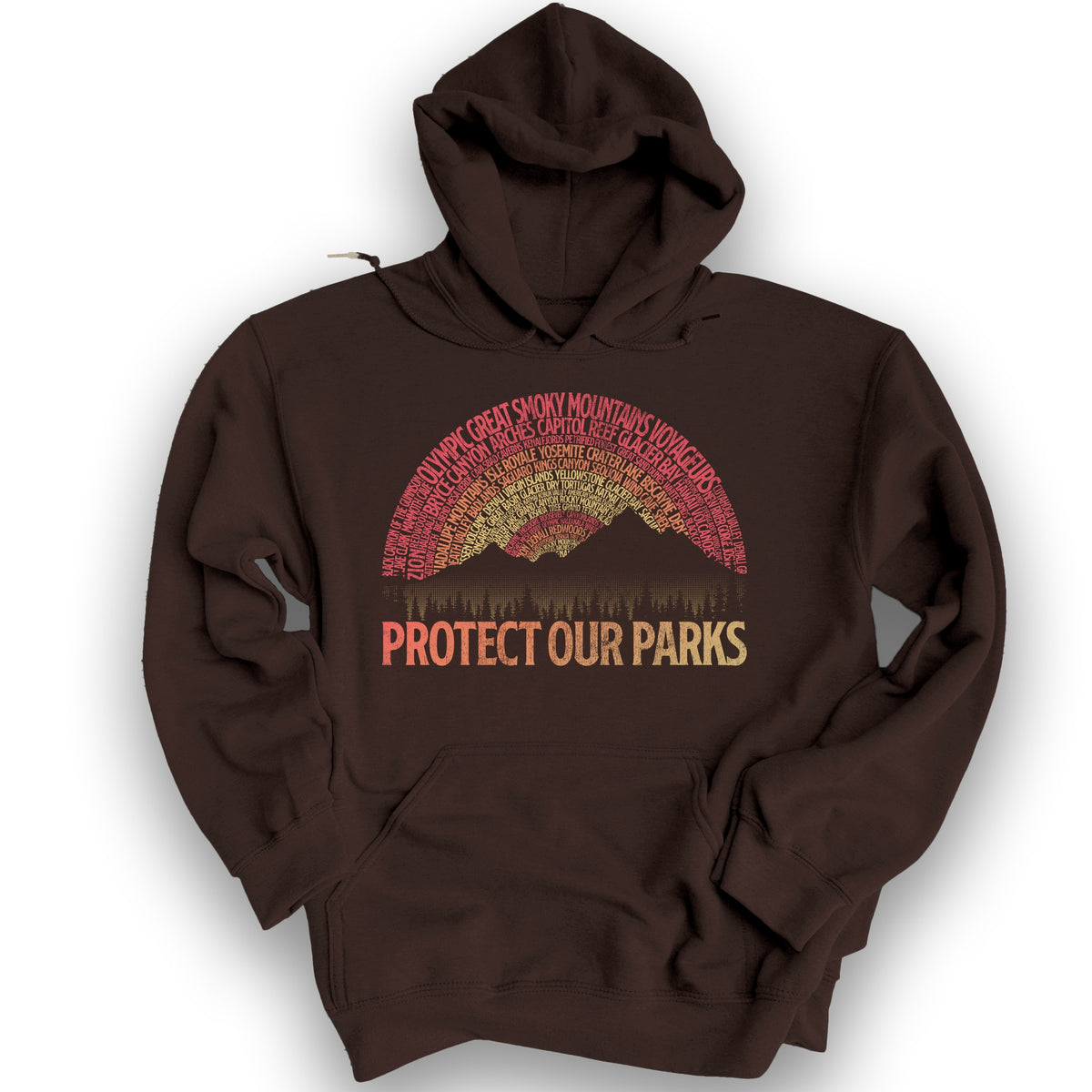 Protect Our Parks Word Art Hoodie - Dark Chocolate
