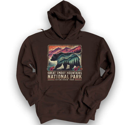 Great Smoky Mountains "Mountain Bear" Hoodie - Dark Chocolate