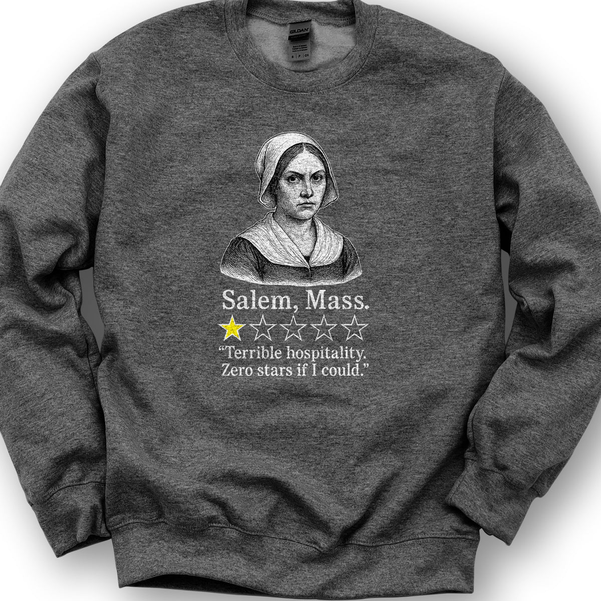 Salem Massachusetts "1 Star Review" Sweatshirt - Dark Heather